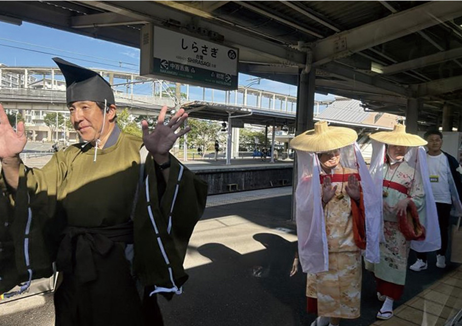 白鷺駅でお見送り